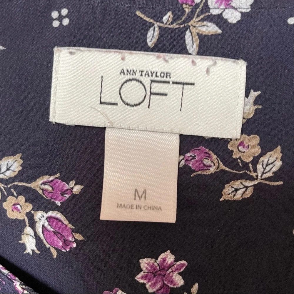 Loft Floral Mixed Print Sheer Ruffles Blouse Top M - Picture 6 of 6